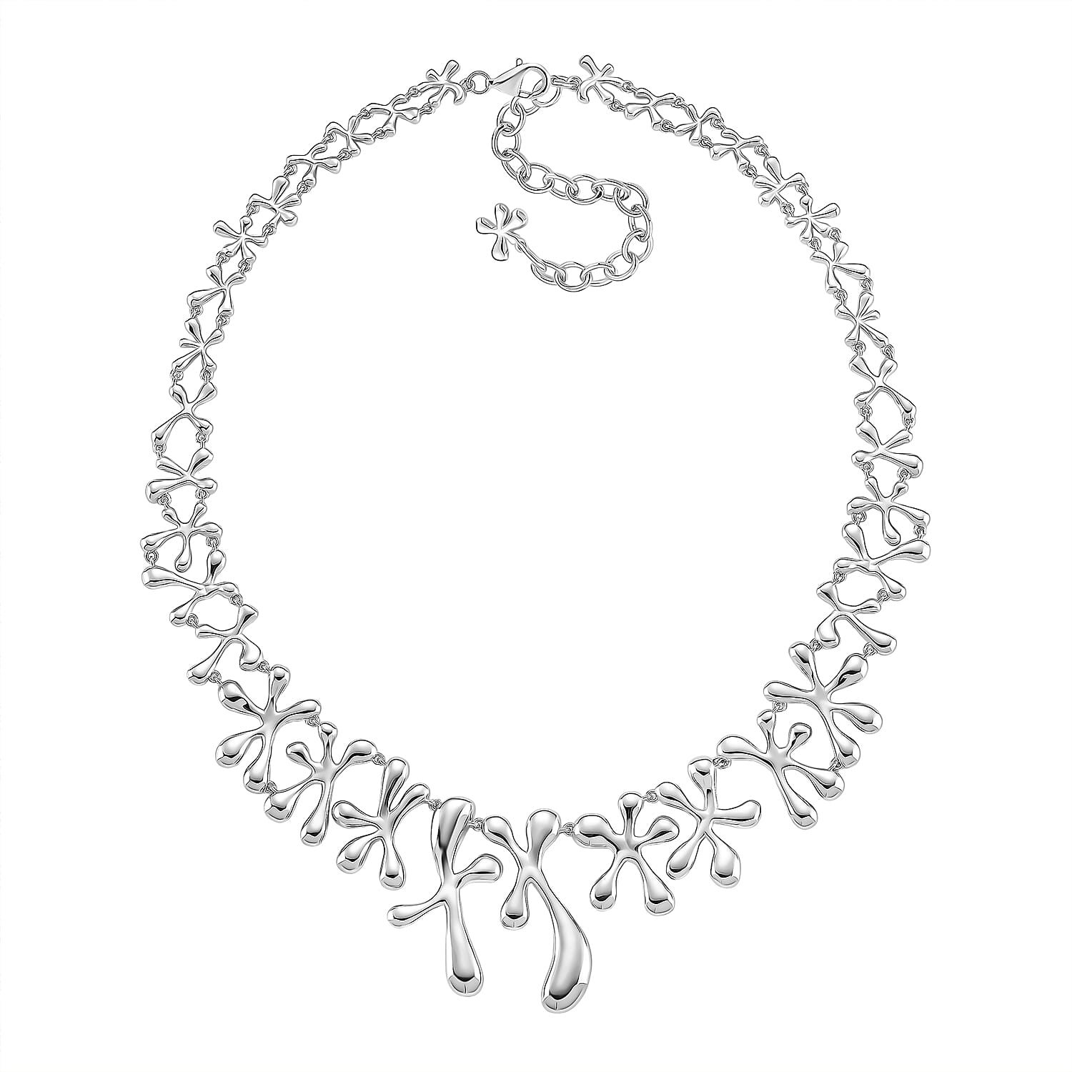 Lucy Q Necklace (Size 16-4 EXT) in Rhodium Overlay Sterling Silver, Silver Wt. 50.00 Gms