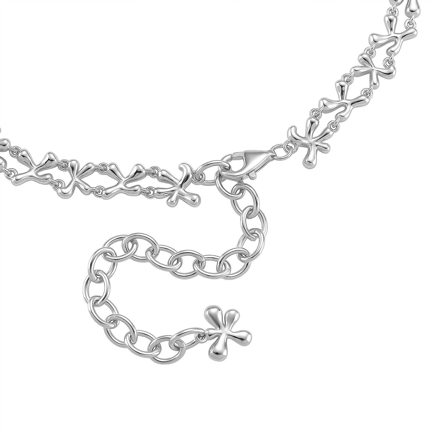Lucy Q Necklace (Size 16-4 EXT) in Rhodium Overlay Sterling Silver, Silver Wt. 50.00 Gms