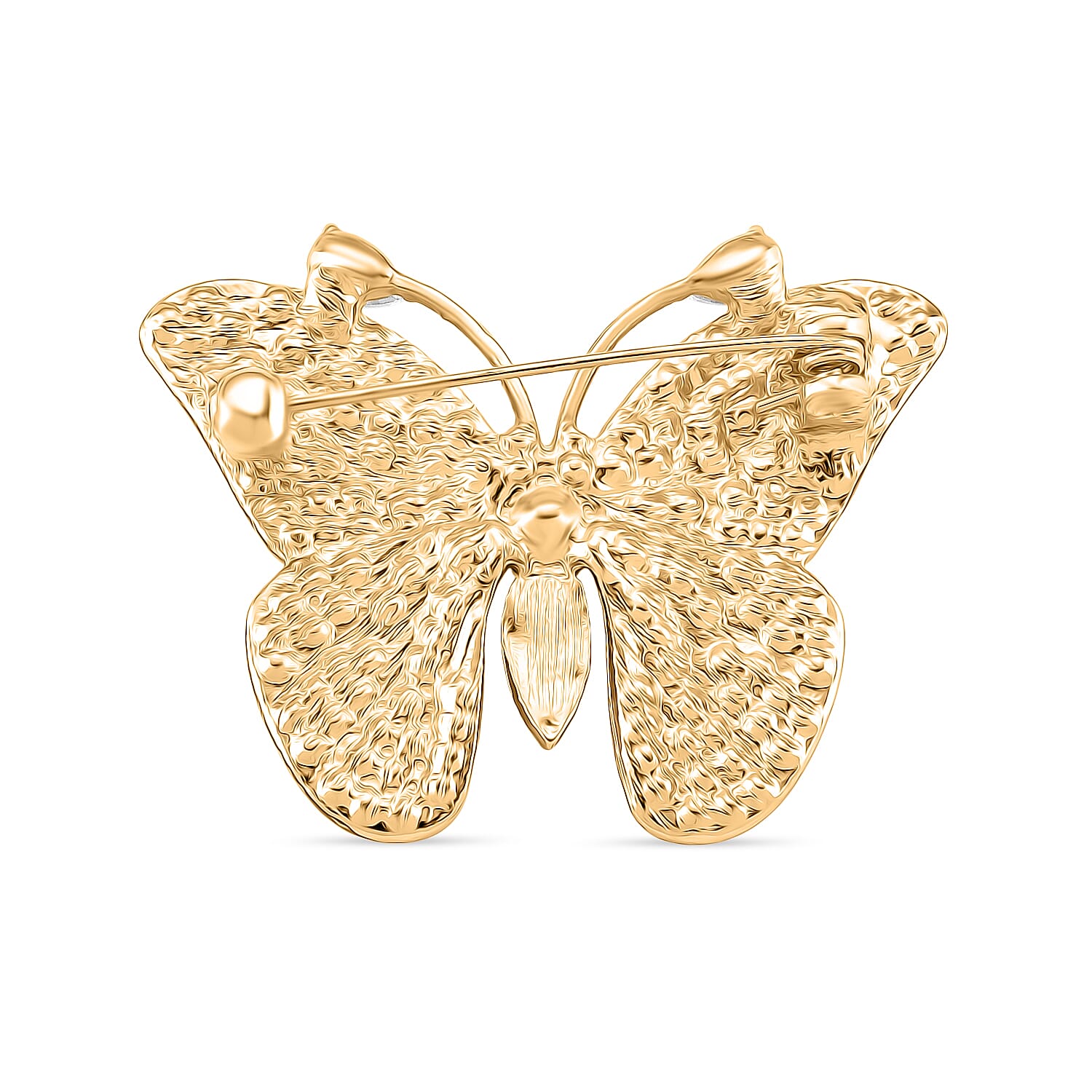 Austrian Black & White Crystal Butterfly Brooch in Yellow Gold Colour Tone