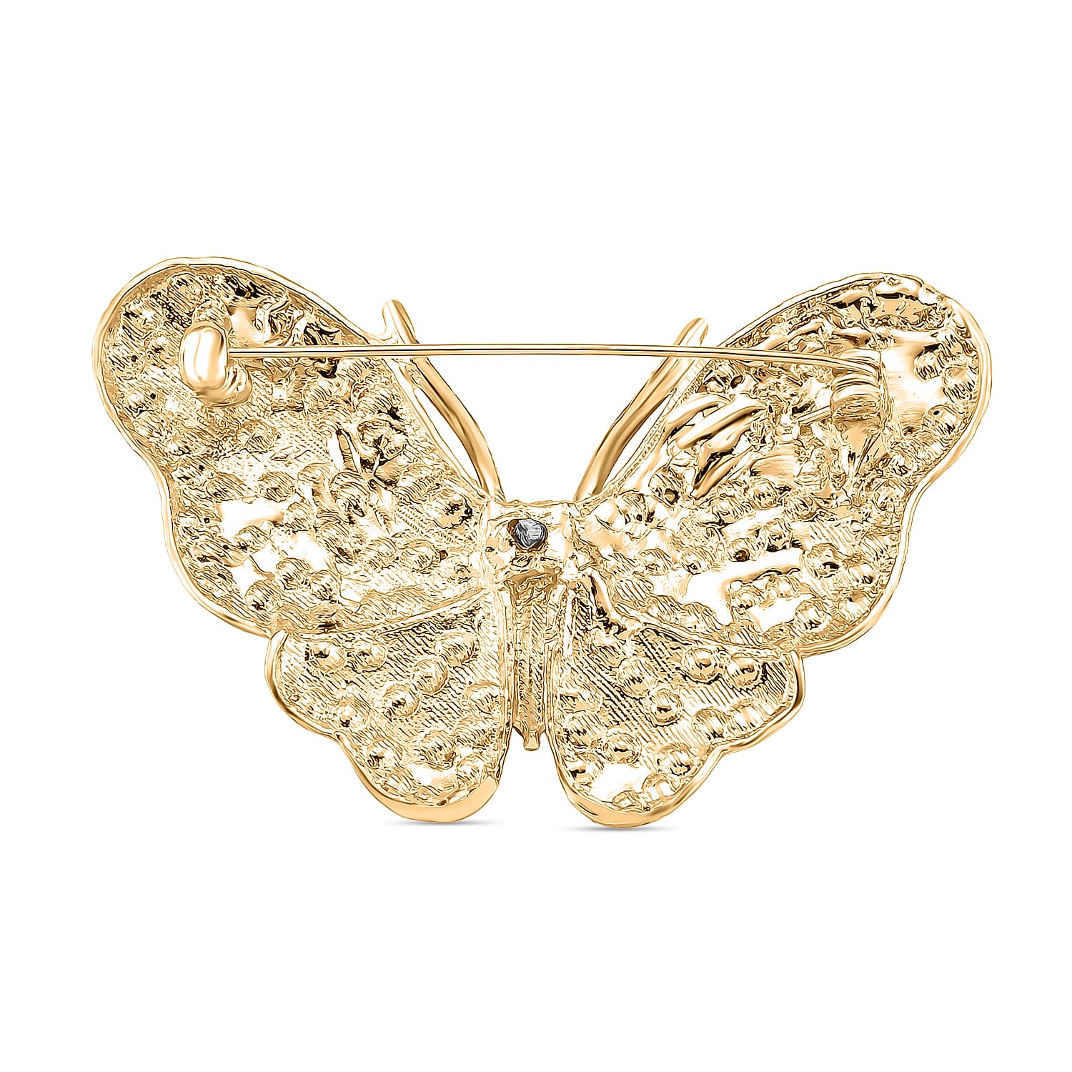 Austrian Multi Colour Crystal Butterfly Brooch in Yellow Gold Colour Tone