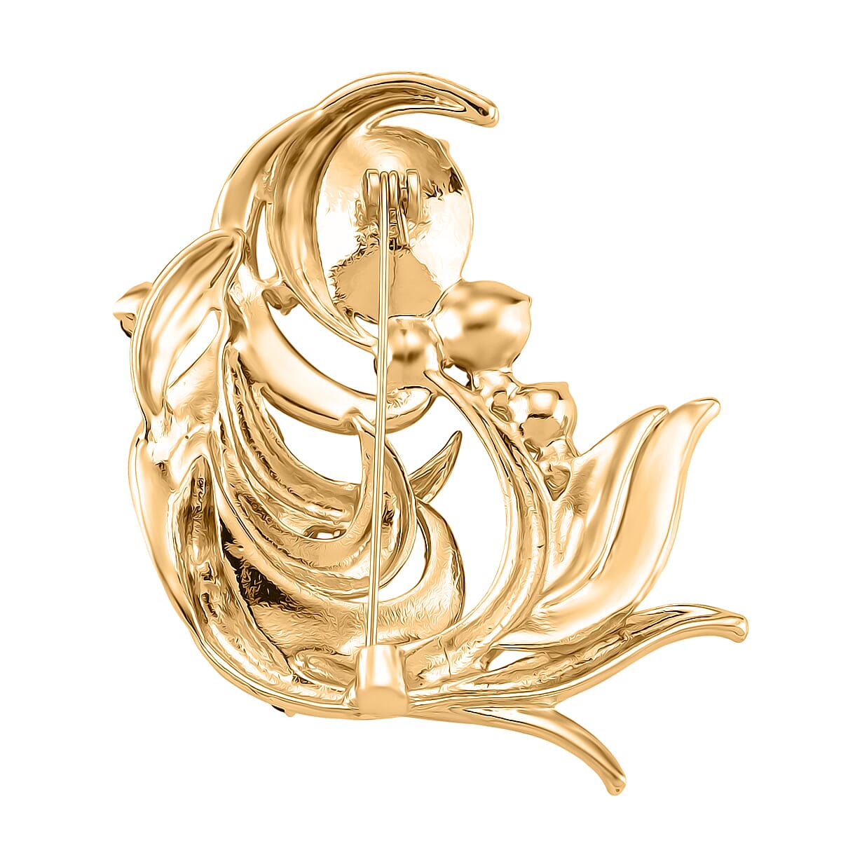 Austrian Blue & White Crystal Brooch in Yellow Gold Colour Tone