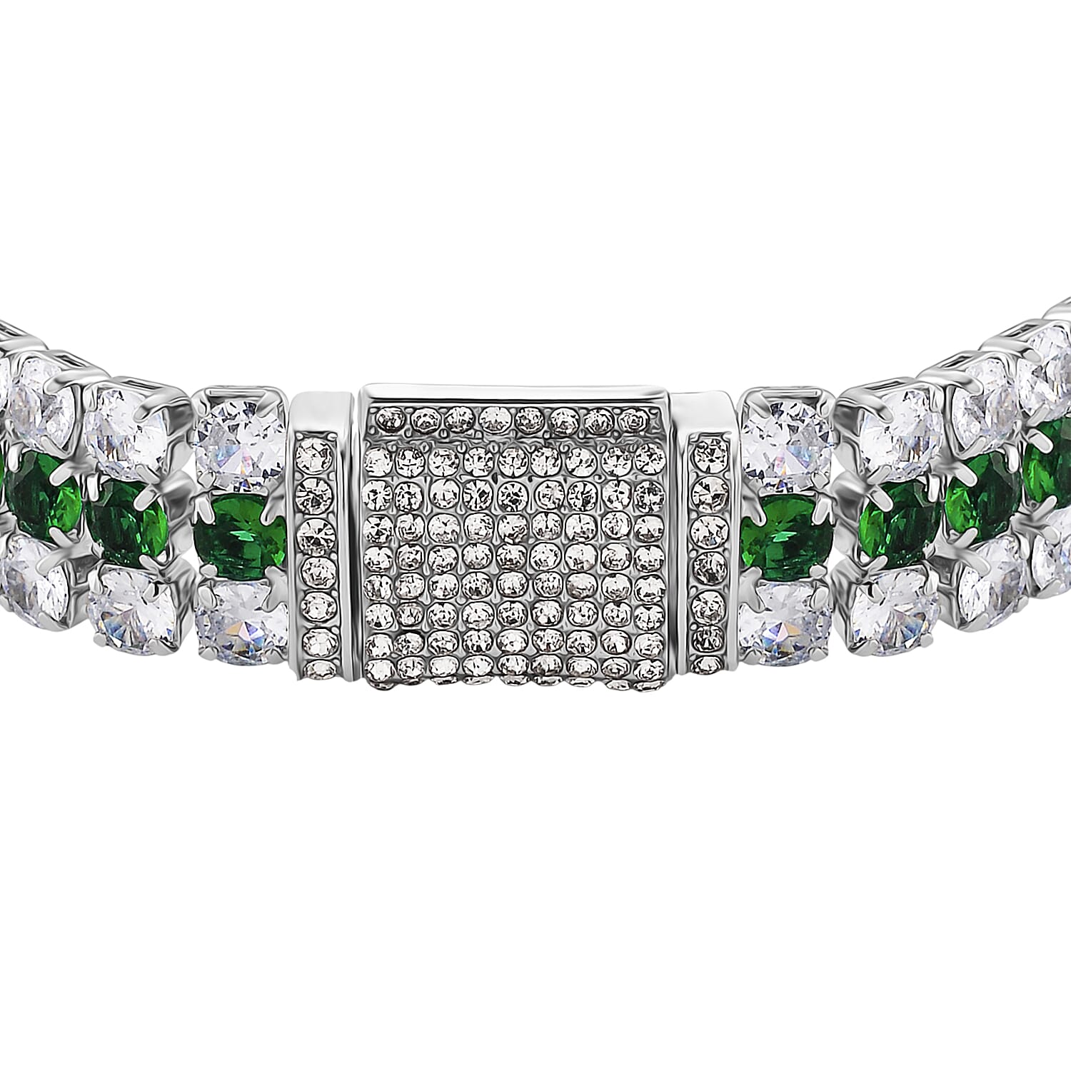 Close Out Deal- White Cubic Zirconia & Austrian Green Crystal Bracelet (Size - 7.5)