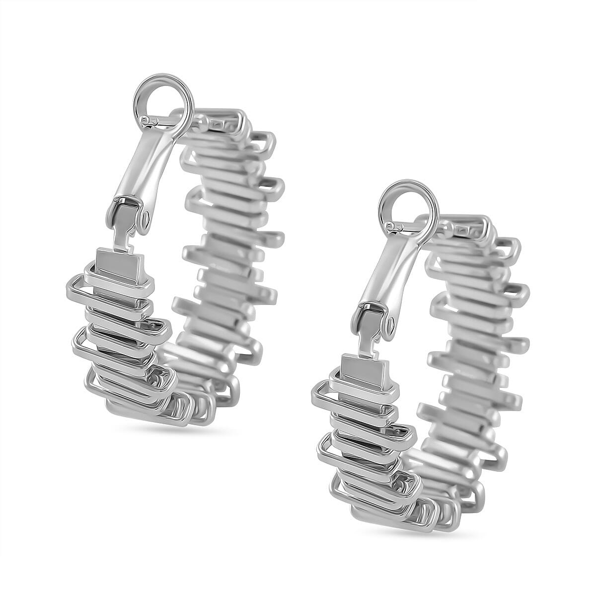 One Time Close Out - Designer Inspired Earring with Clasp in Silver Tone One Time Close Out - Designer Inspired Earring with Clasp in Silver Tone