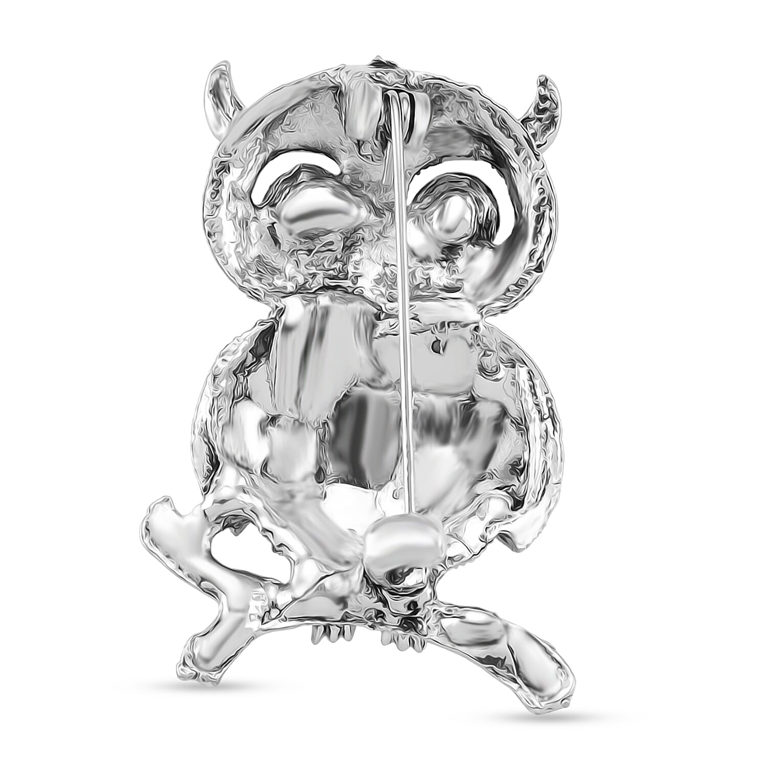 Austrian Multi Colour Crystal Owl Brooch in Antique Silver Colour Tone