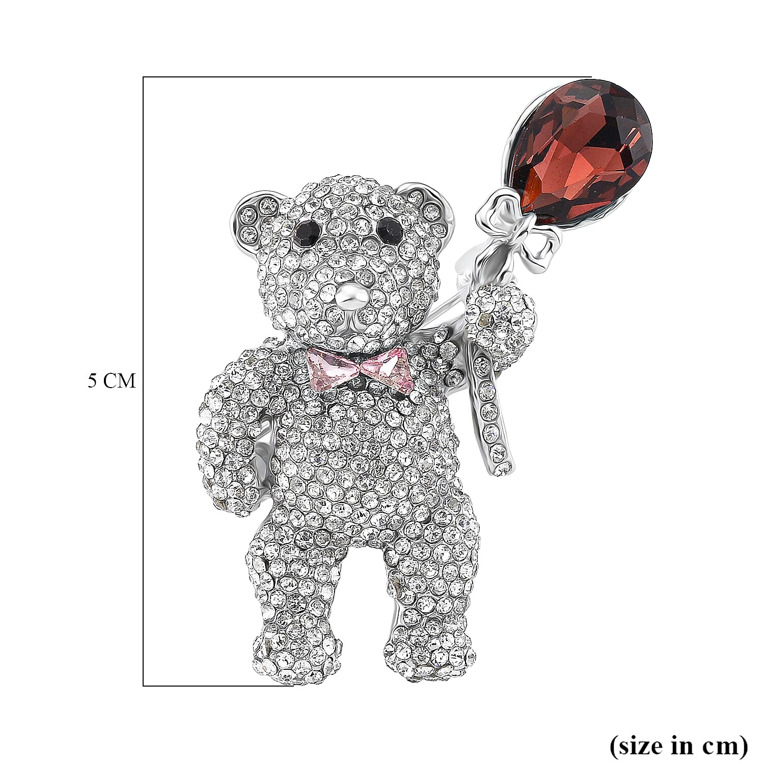 Austrian Multi Color Crystal Teddy Bear Brooch in White Gold Colour Tone