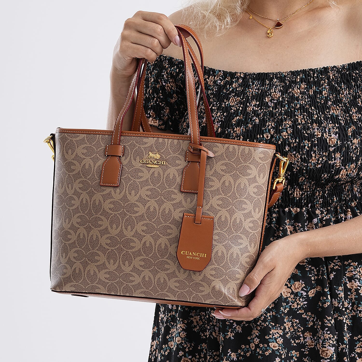 Guanchi Tote Bag with Detachable Shoulder Strap - Tan