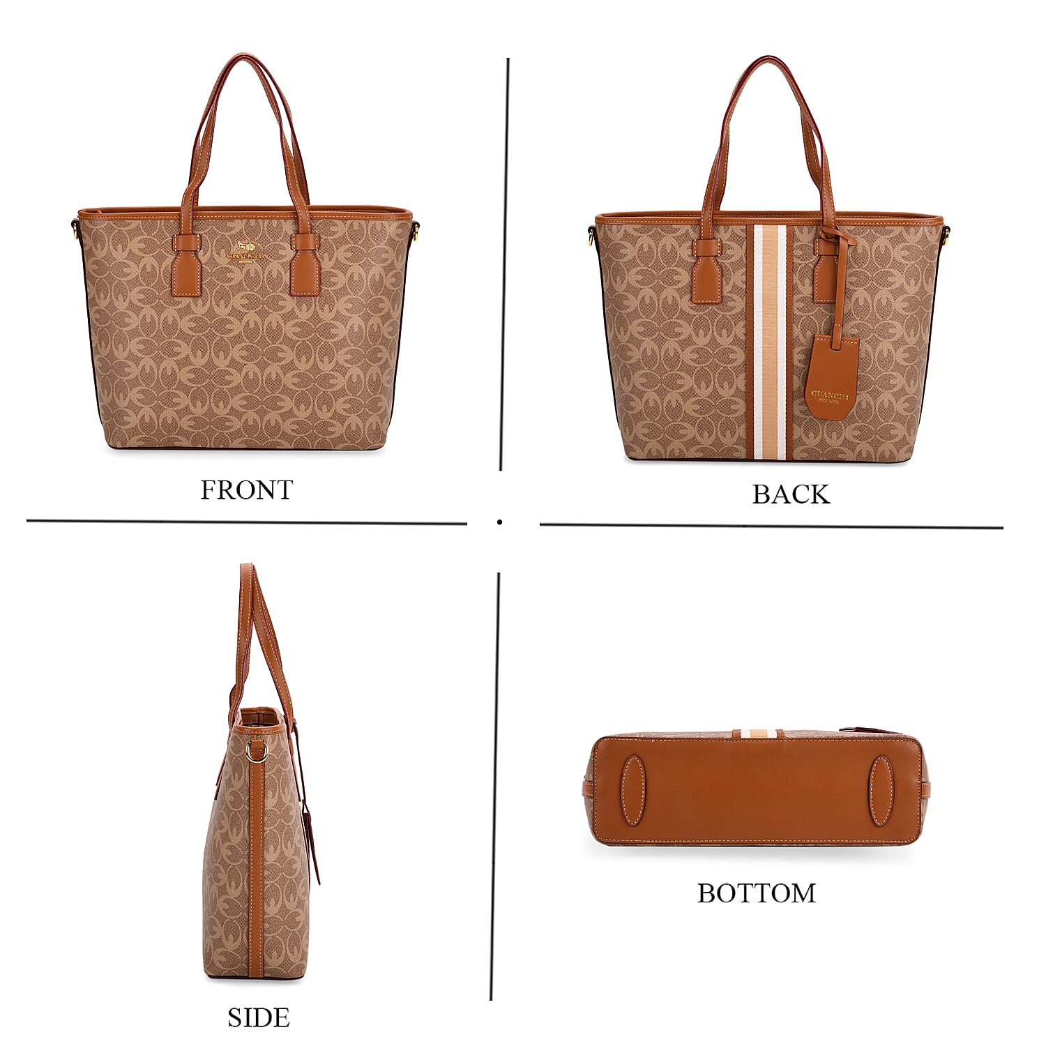 Guanchi Tote Bag with Detachable Shoulder Strap - Tan