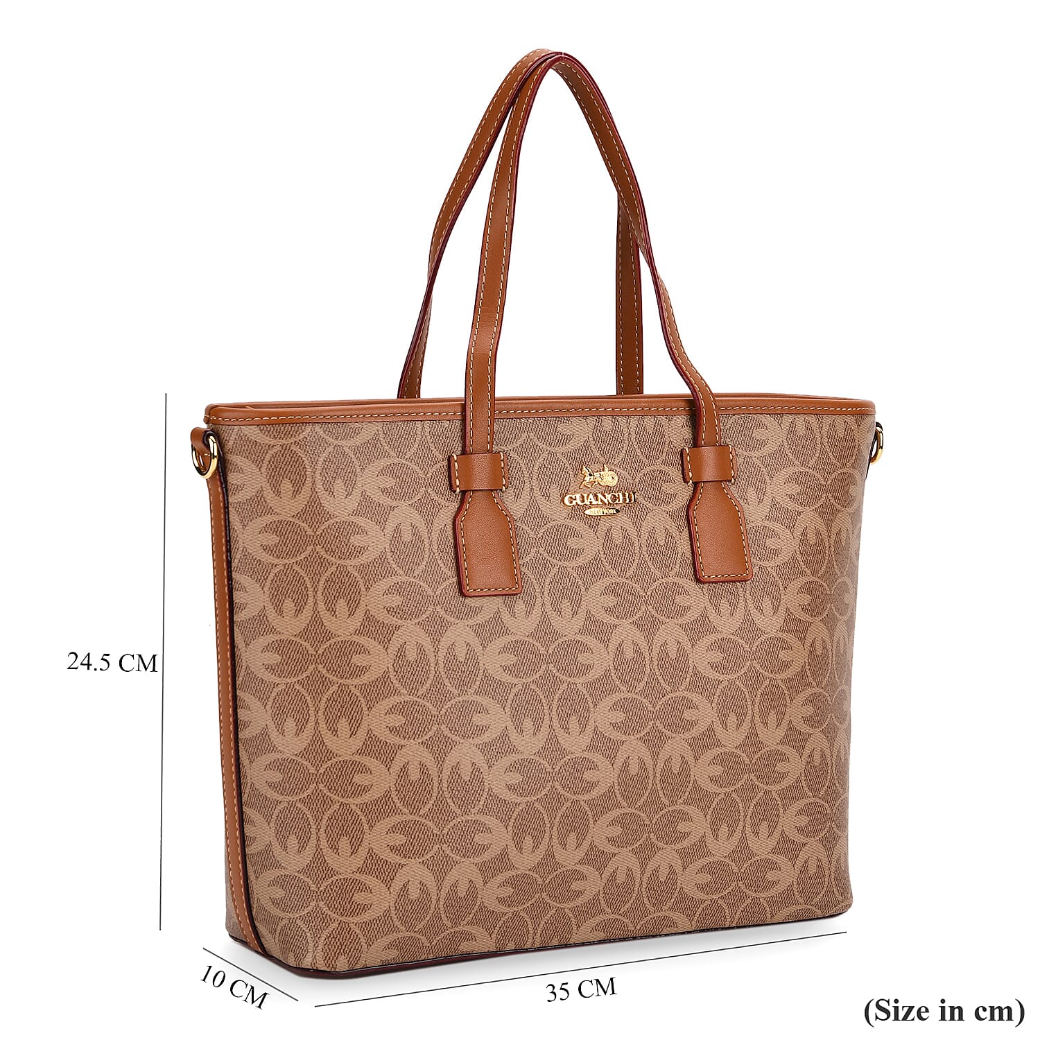 Guanchi Tote Bag with Detachable Shoulder Strap - Tan