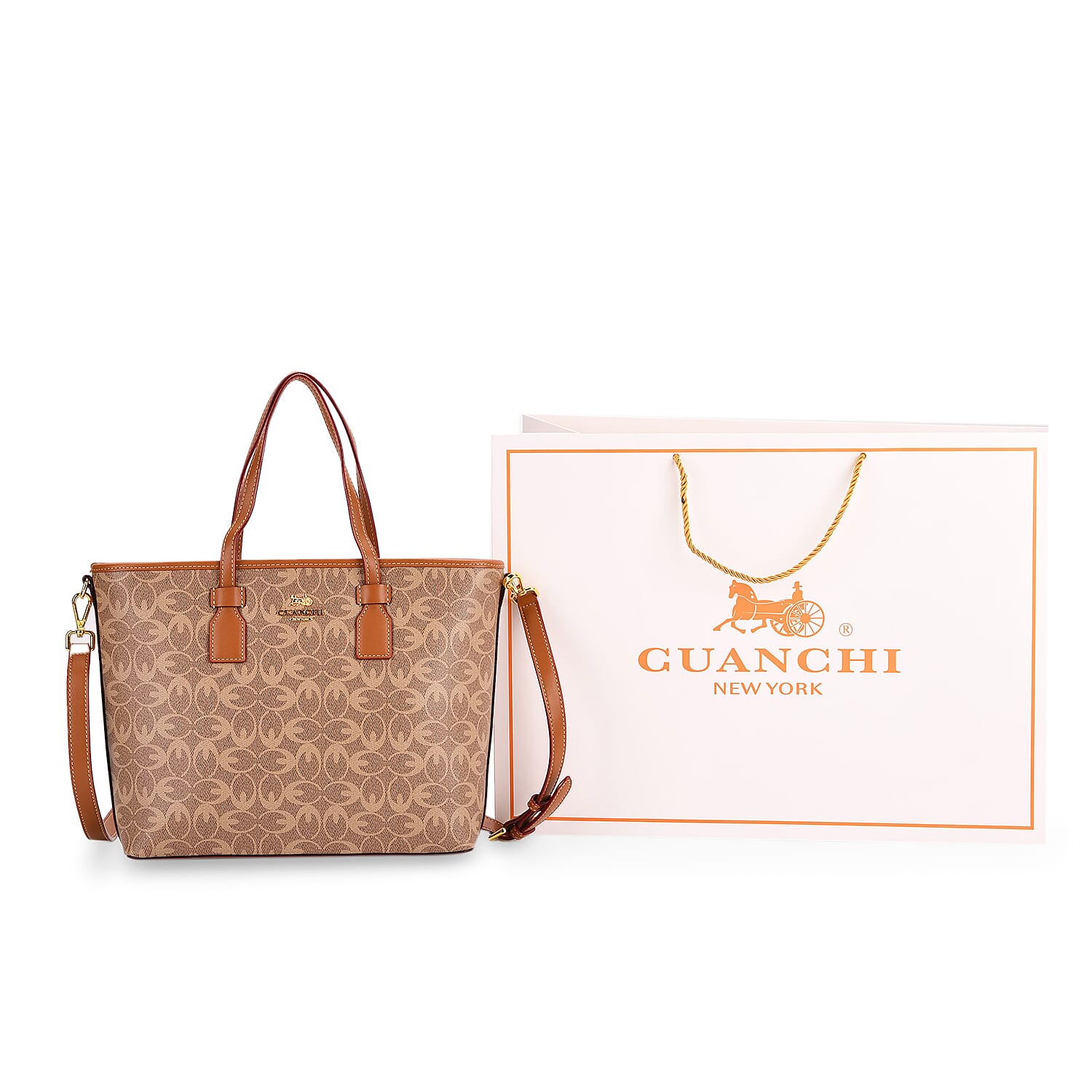 Guanchi Tote Bag with Detachable Shoulder Strap - Tan