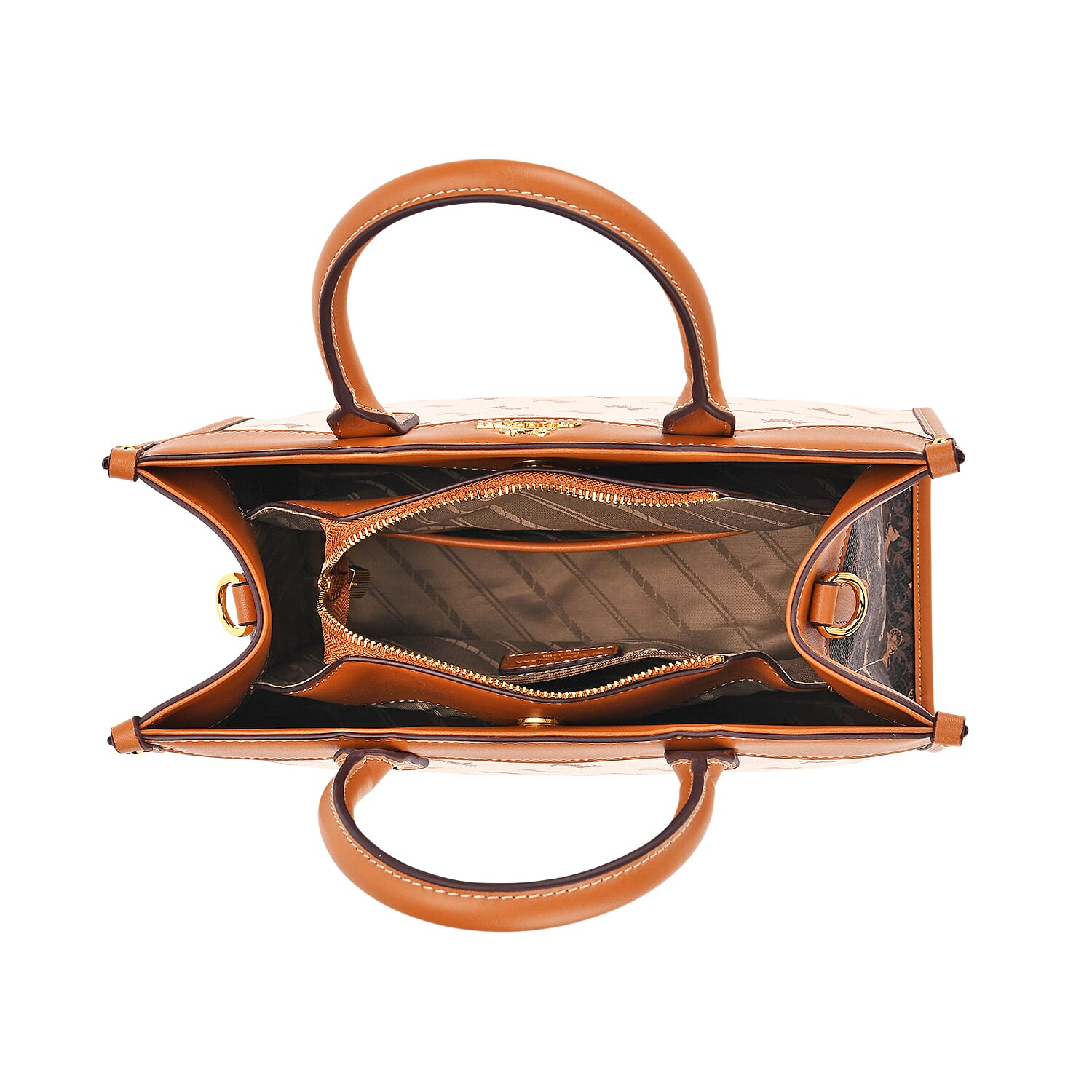 Guanchi Tote Bag with Detachable Shoulder Strap - Cream, Black & Tan