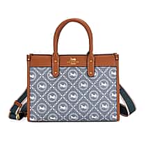 Guanchi Tote Bag with Detachable Shoulder Strap - Blue & Brown