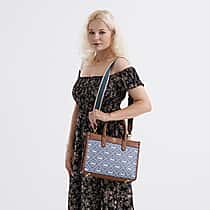 Guanchi Tote Bag with Detachable Shoulder Strap - Blue & Brown