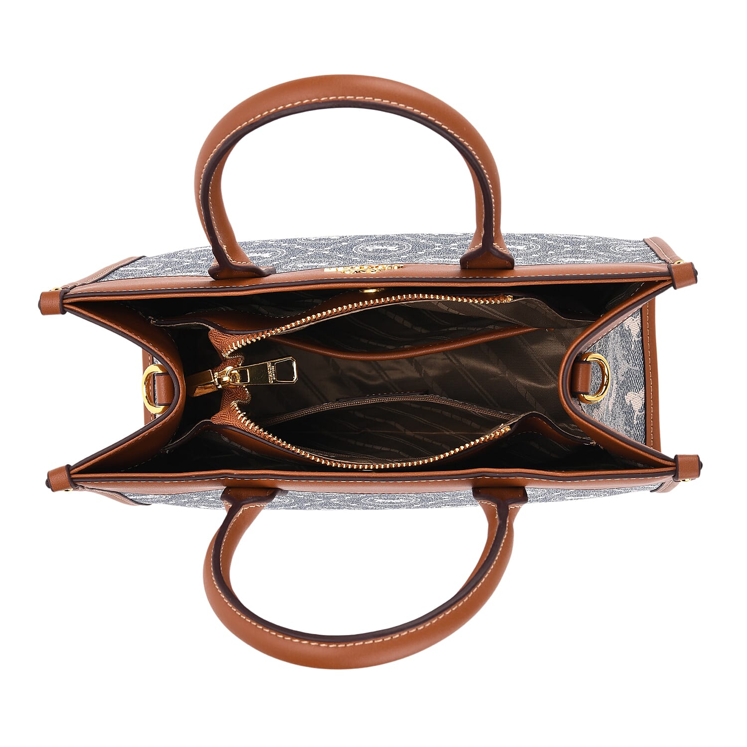 Guanchi Tote Bag with Detachable Shoulder Strap - Blue & Brown