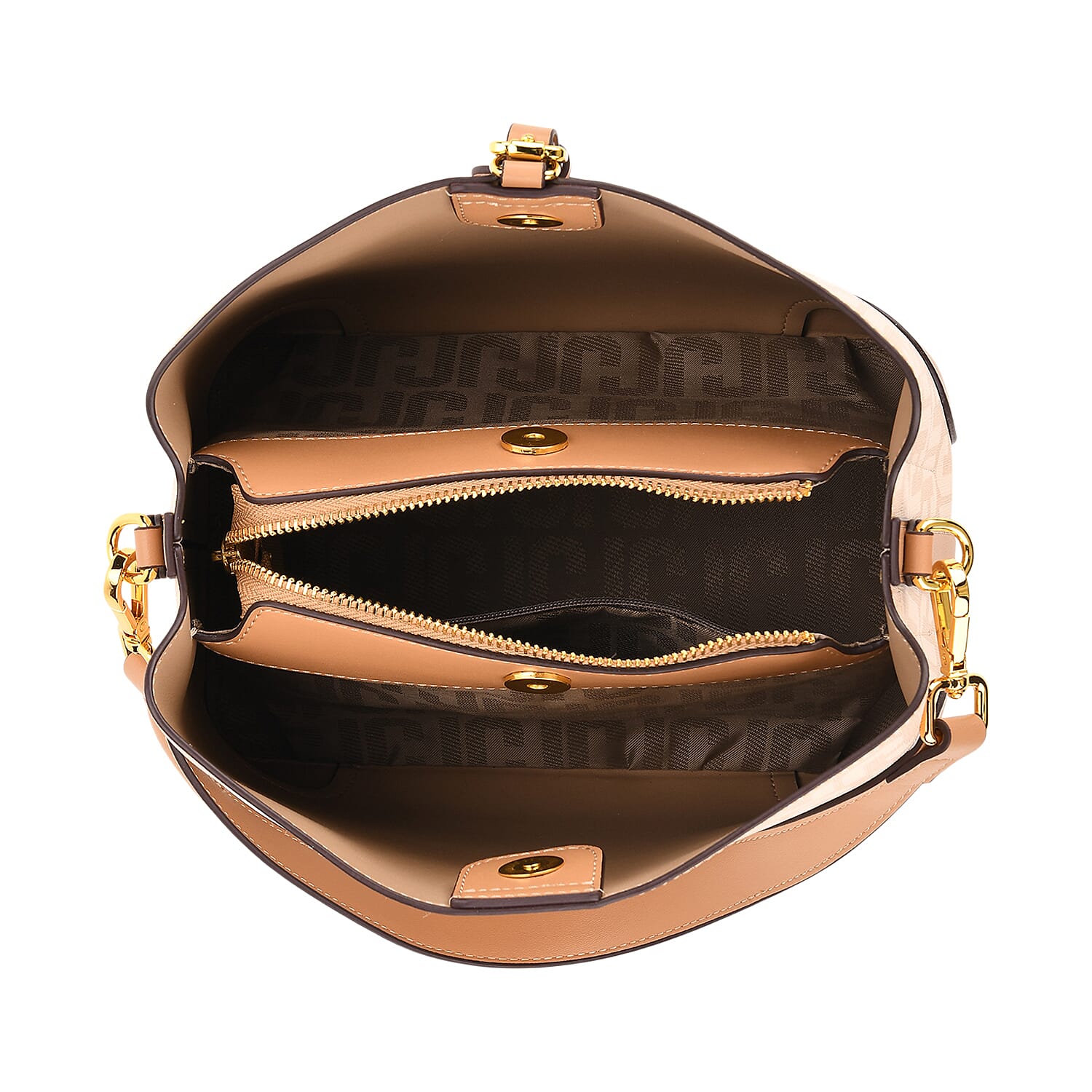 JVC-Style Logo Print Luxury Handbag with Detachable Shoulder Strap - Off-White