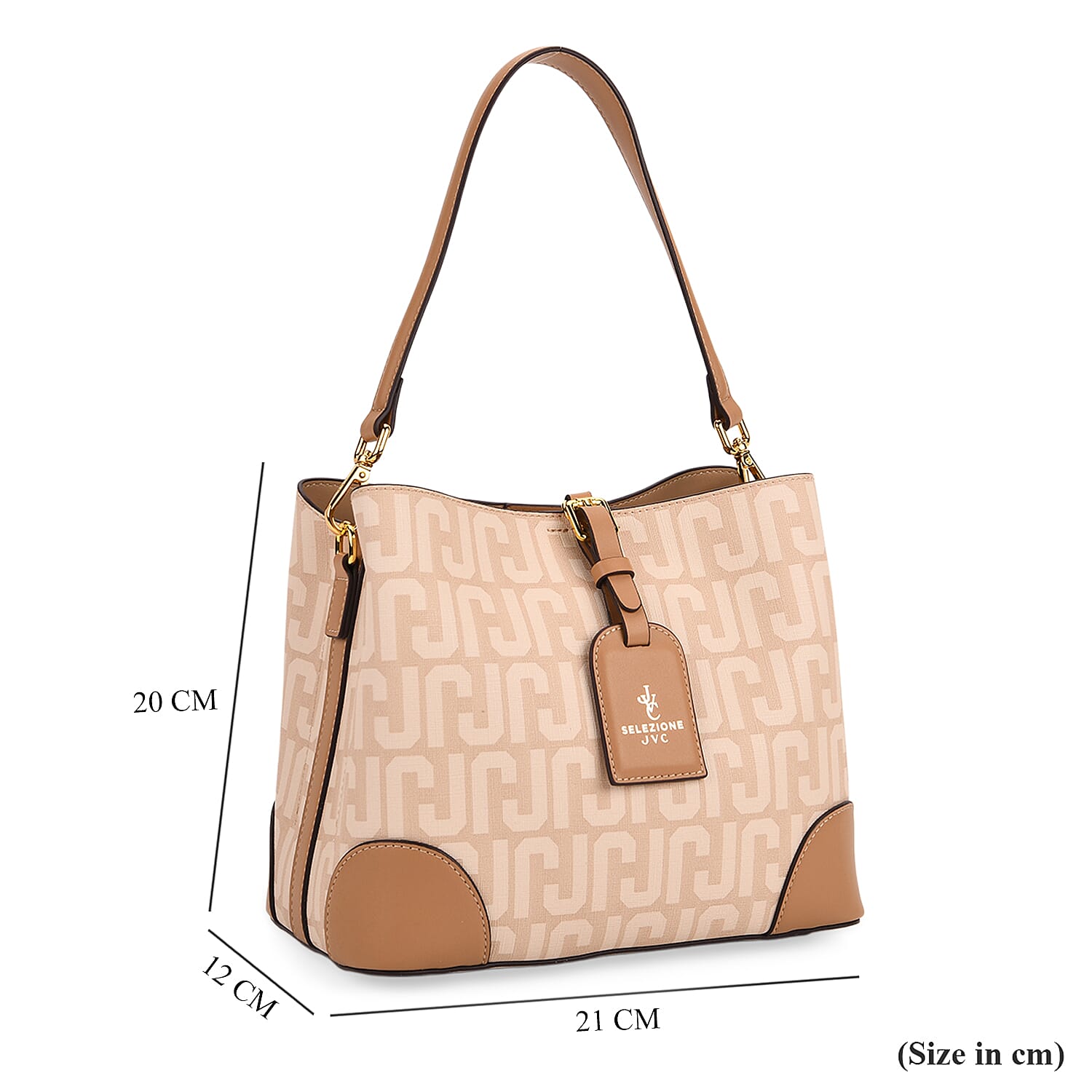 JVC-Style Logo Print Luxury Handbag with Detachable Shoulder Strap - Off-White
