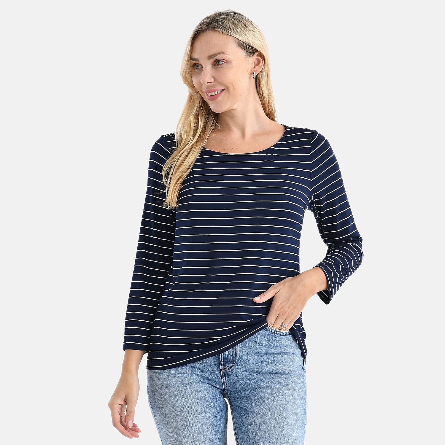 La Marey Stripe TShirt (Size - XXL) - Dark Blue & White