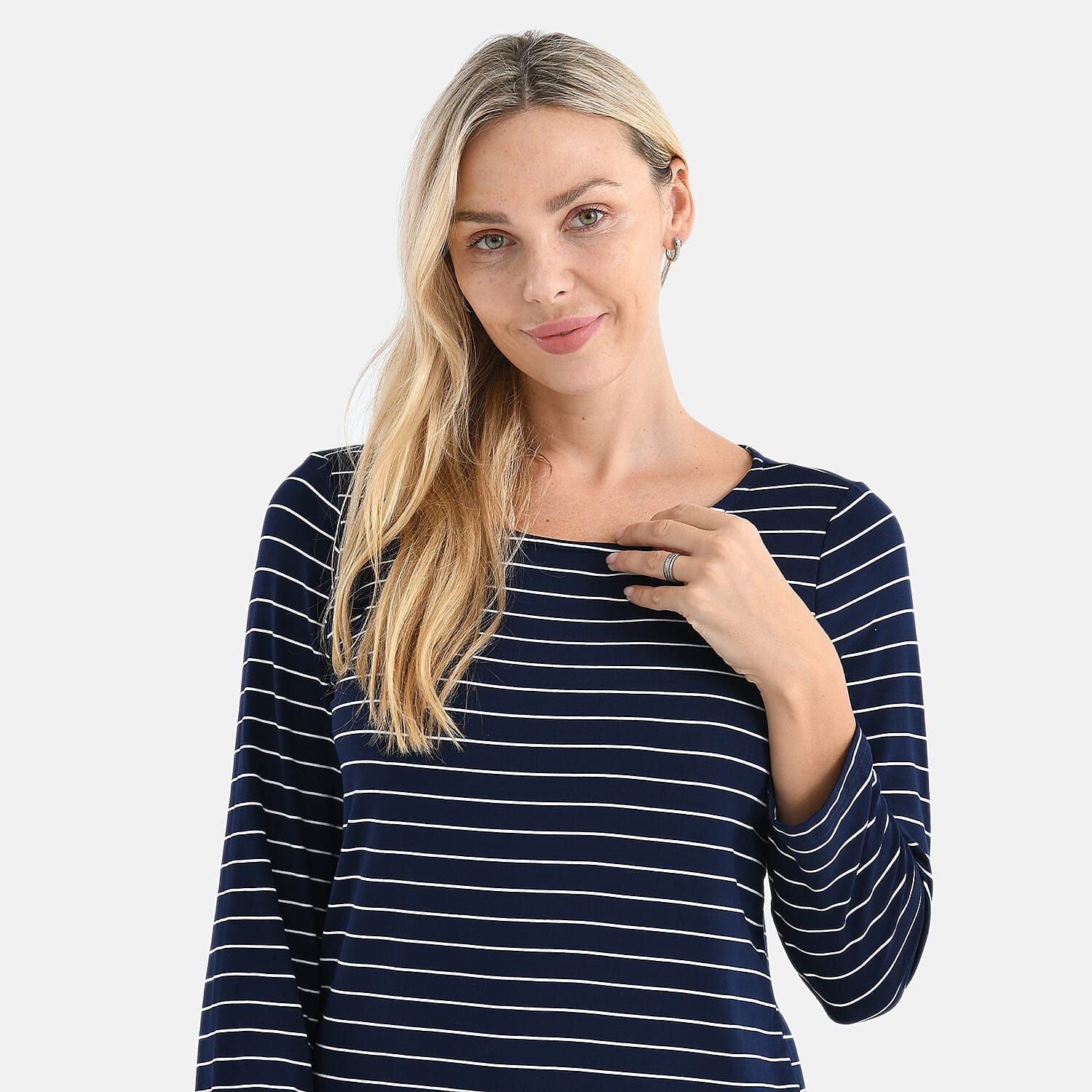 La Marey Stripe TShirt (Size - XXL) - Dark Blue & White