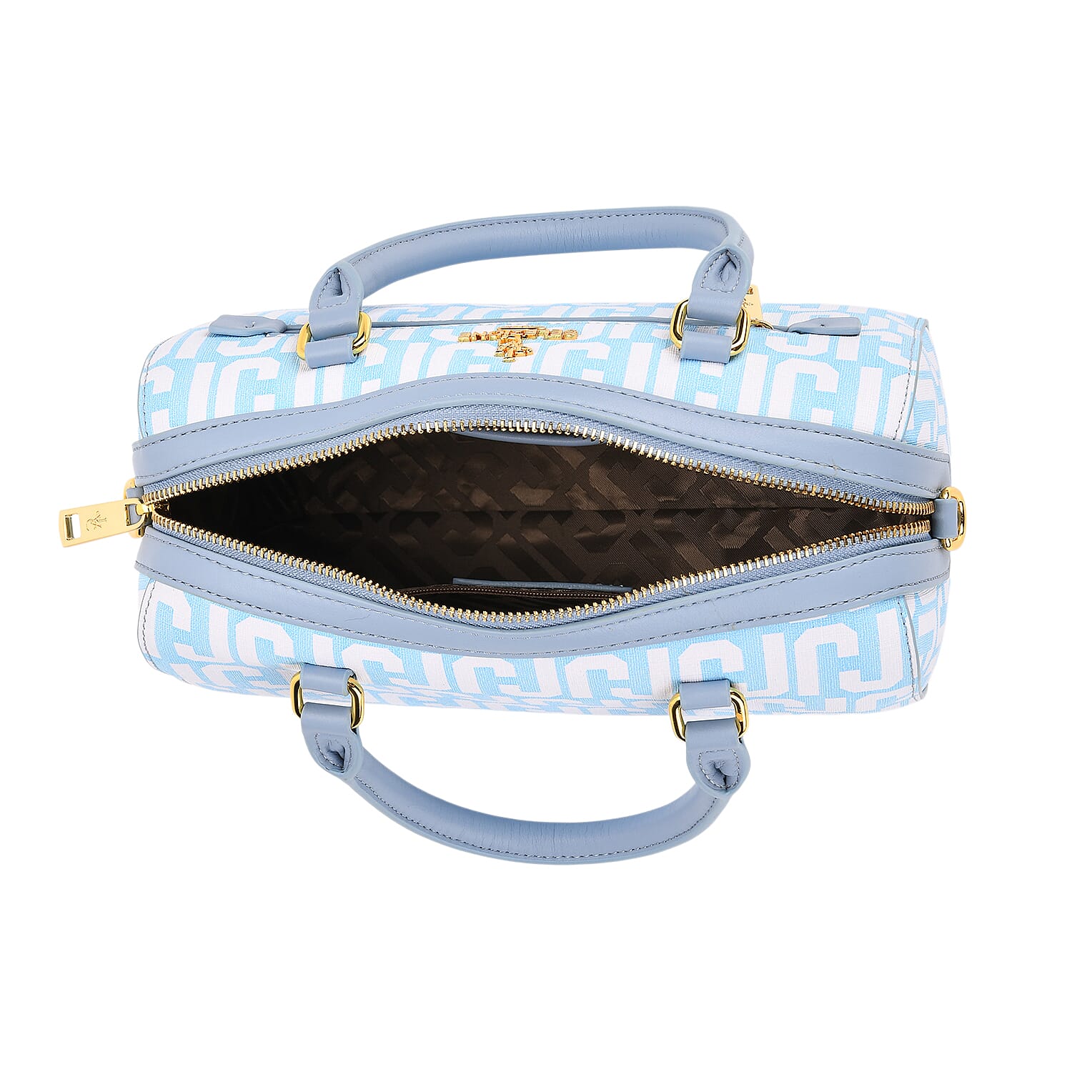 JVC-Style Logo Print Elegant Sling Bag with Detachable Shoulder Strap - Blue