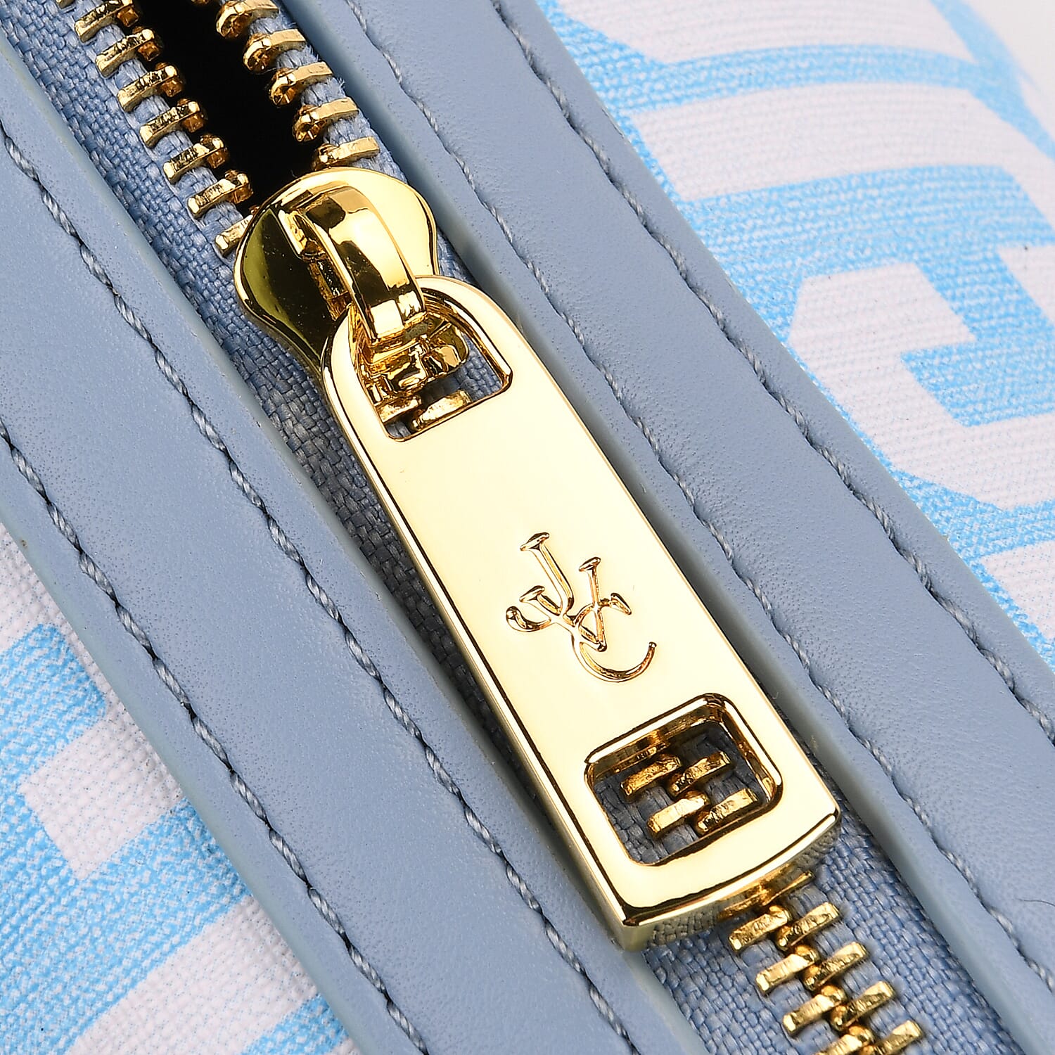 JVC-Style Logo Print Elegant Sling Bag with Detachable Shoulder Strap - Blue