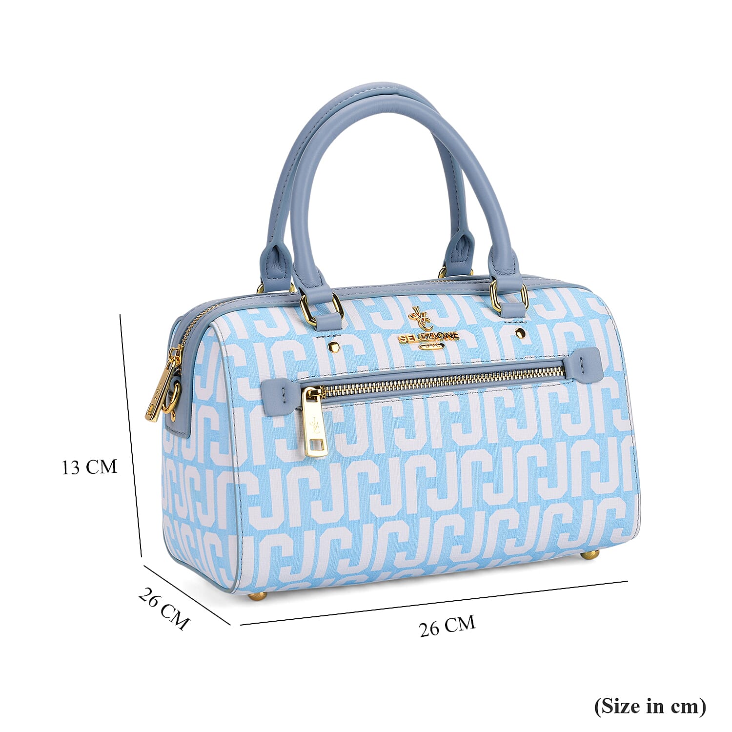 JVC-Style Logo Print Elegant Sling Bag with Detachable Shoulder Strap - Blue