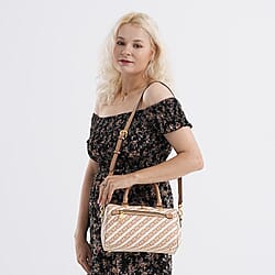 JVC-Style Logo Print Elegant Sling Bag with Detachable Shoulder Strap - Blue