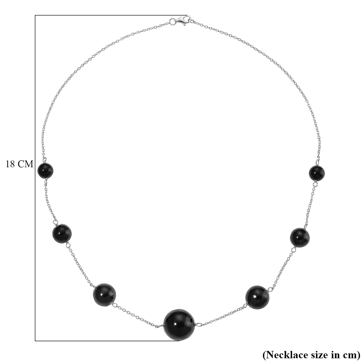 D'joy Natural Shungite Station Necklace (Size 20) with Lobster Clasp in Rhodium Overlay Sterling Silver 70.00 Ct.