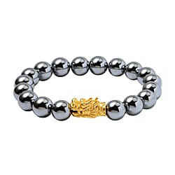 Terahertz Bracelet (Size 7.5 Stretchable) with Pixiu in Yellow Gold Plating Sterling Silver 128.00 Ct.