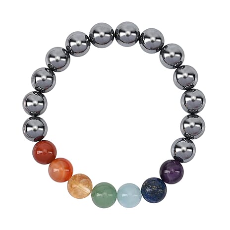 Terahertz & Multi Gemstones Beads Stone Bracelet (Size 7.5 Stretchable) 140.00 Ct.