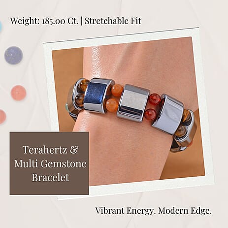 Terahertz & Multi Gemstones Beads Stone Bracelet (Size 7.5 Stretchable) 185.00 Ct.
