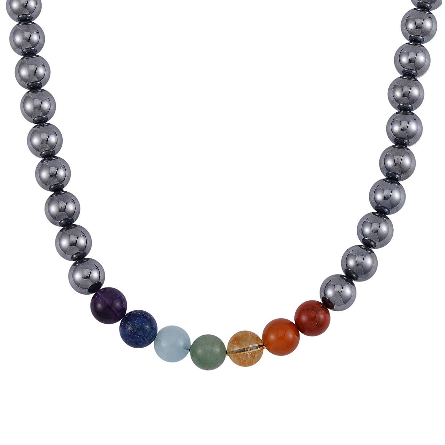 Terahertz & Multi Gemstones Beads Necklace (Size - 20) in Rhodium Overlay Sterling Silver 350.00 Ct. Terahertz & Multi Gemstones Beads Necklace (Size - 20) in Rhodium Overlay Sterling Silver 350.00 Ct.