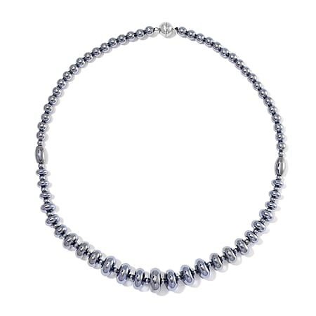 Terahertz Rondel Beads Necklace (Size - 20) in Silver Colour Tone 240.00 Ct.