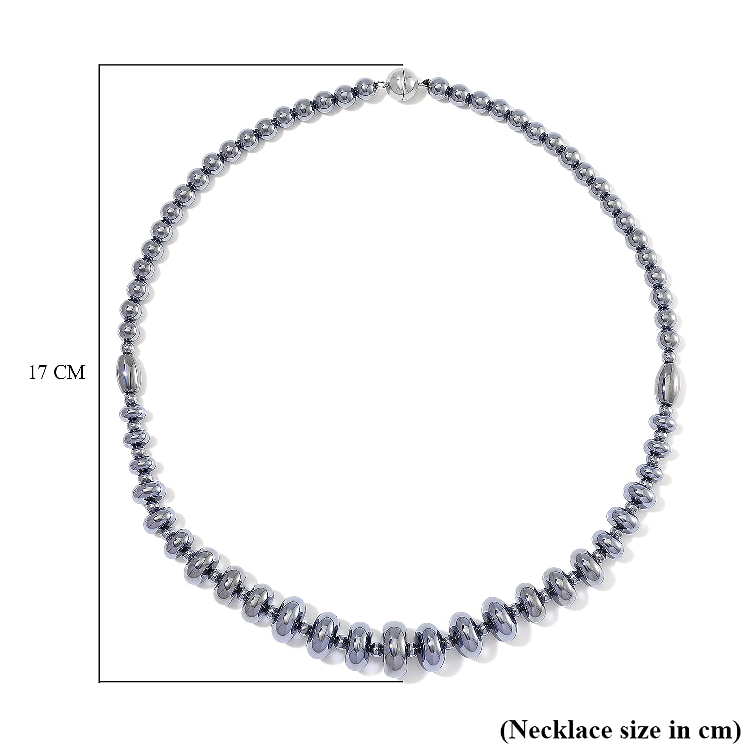 Terahertz Rondel Beads Necklace (Size - 20) in Silver Colour Tone 240.00 Ct.