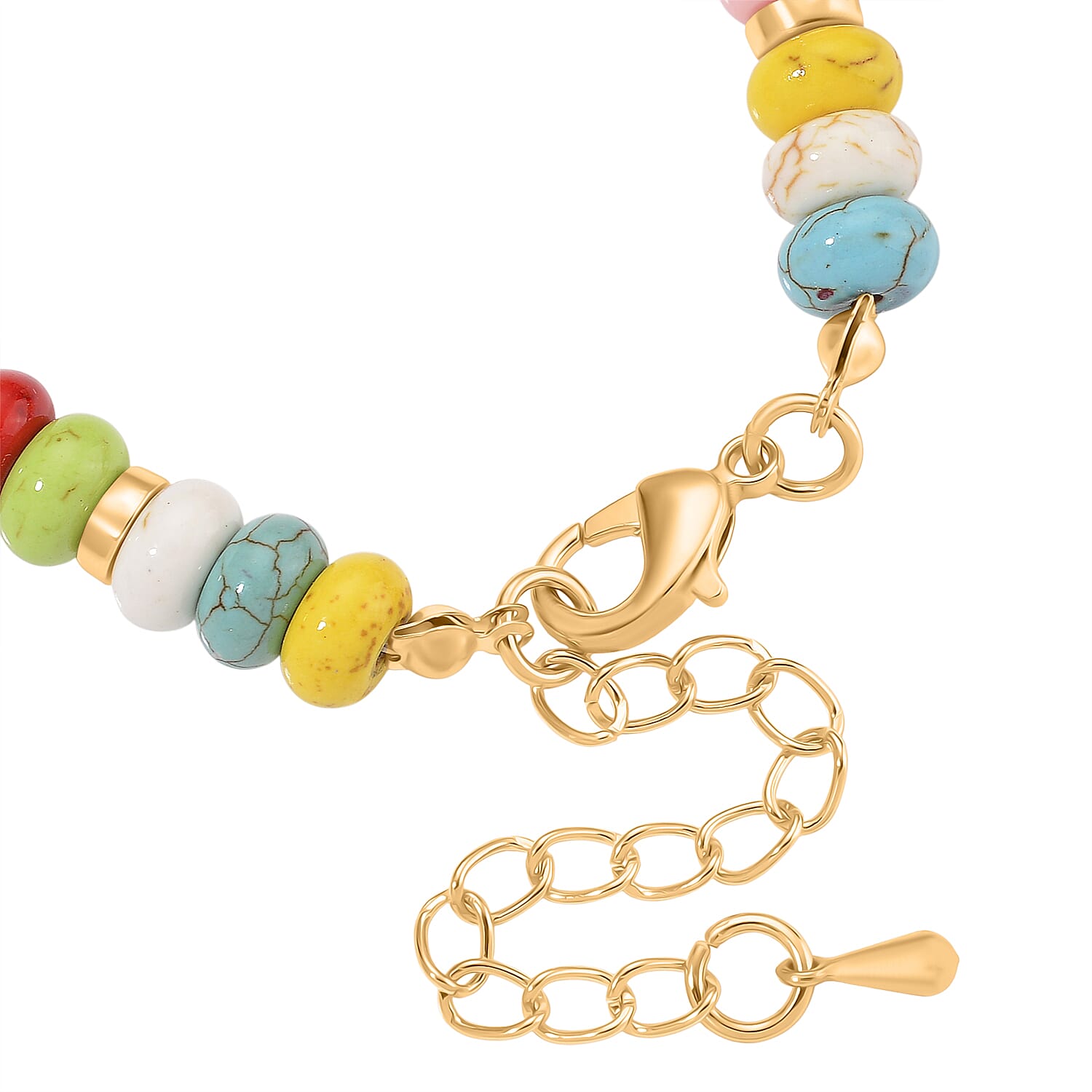 Constituted Multi Color Howlite & White Shell Pearl Bracelet (Size 7.5 - 2)  70.00 Ct.