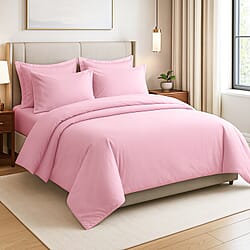 Hush Haven Set of 6 Cotton Solid Colour Duvet Cover Set- 2 Pillowcases, 1 Duvet Cover - 1 Fitted Sheet