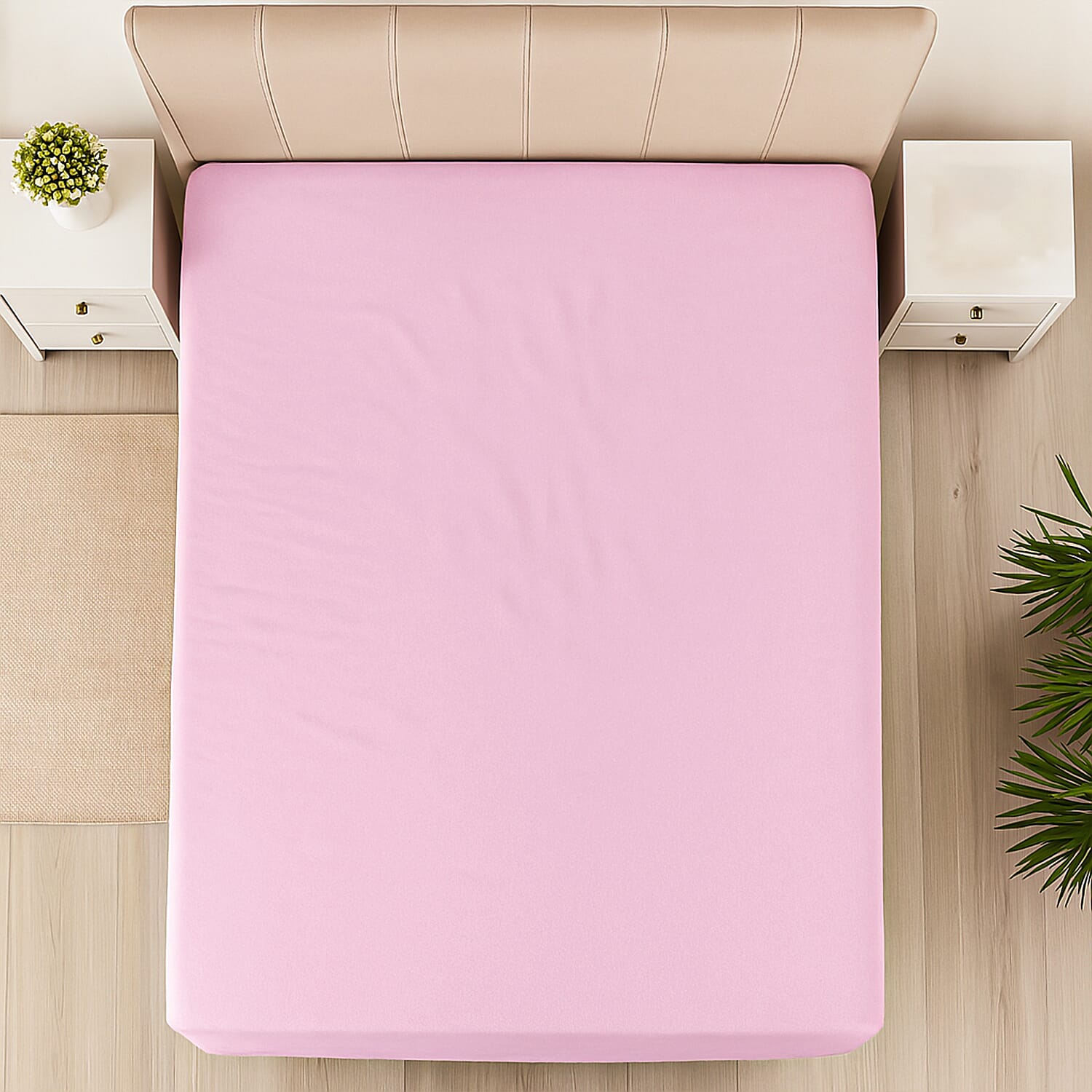 Hush Haven Set of 6 Cotton Solid Colour Duvet Cover Set- 2 Pillowcases, 1 Duvet Cover - 1 Fitted Sheet