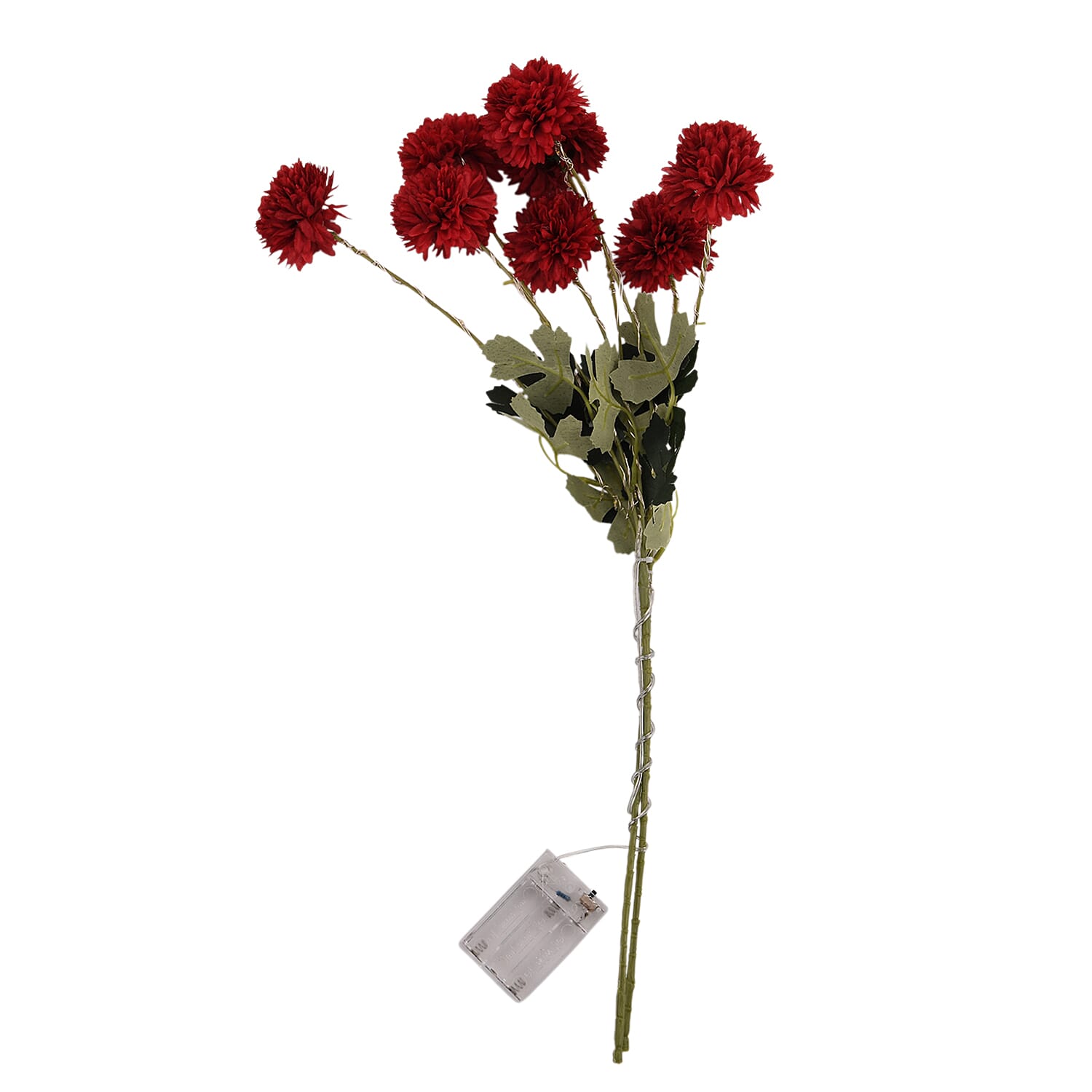 Set of 2 - Faux Flower Branches with LED Lights (60cm) -  Burgundy