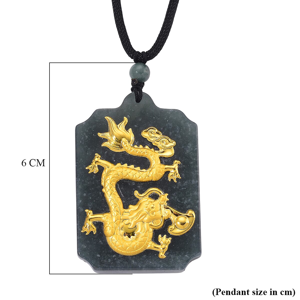 24K Dragon Yellow Gold Natural Type A Jadeite Necklace (Size 28 Adjustable) 137.00 Ct.