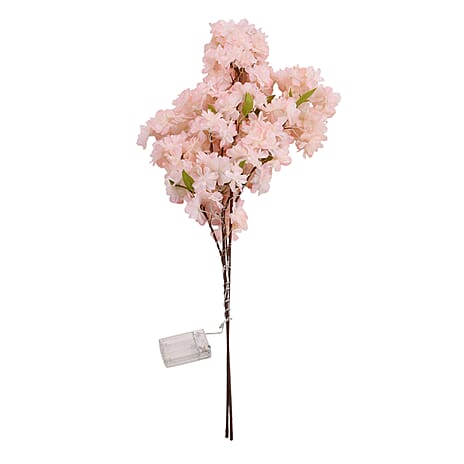 Set of 2 Faux Cherry Blossom Branches with Warm White LED Lights -  Champagne