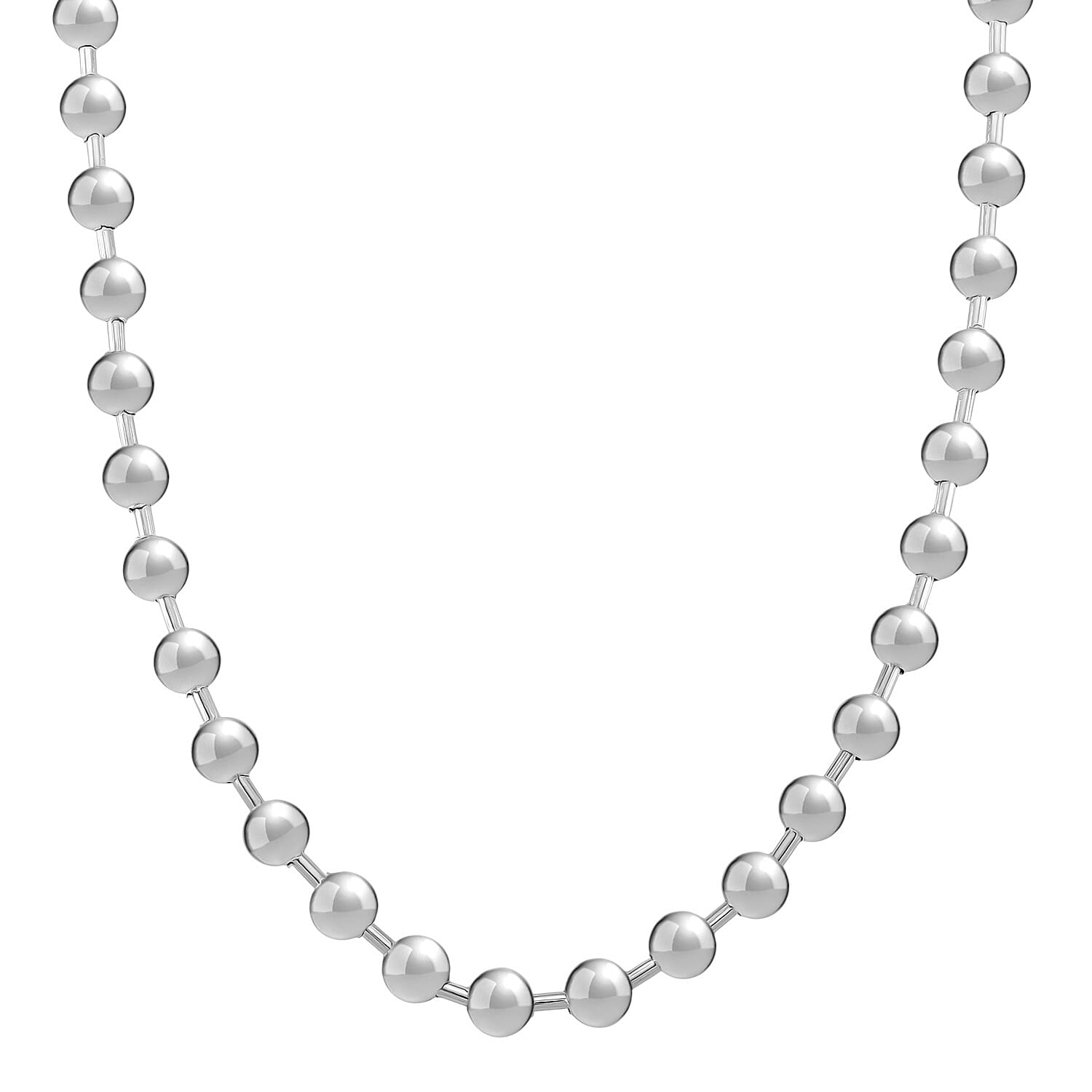 Ball Link Necklace (Size - 17 - 3 Ext) in Silver Tone