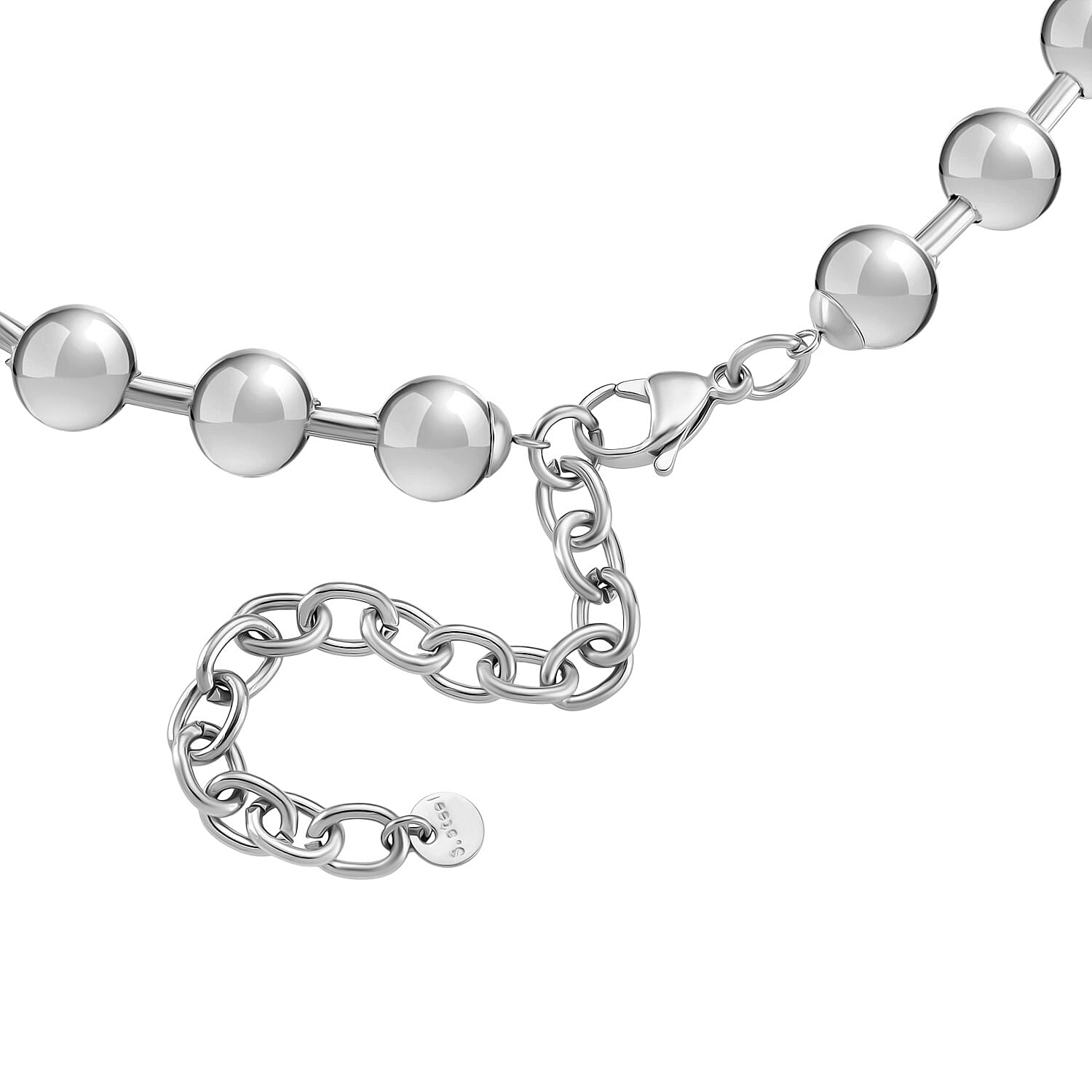 Ball Link Necklace (Size - 17 - 3 Ext) in Silver Tone