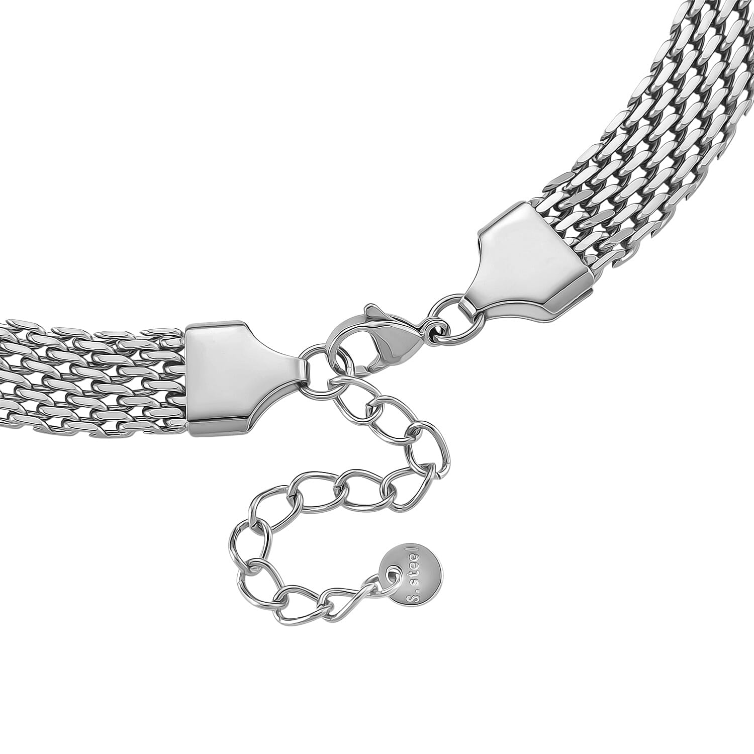 Designer Inspired Necklace (Size - 16 - 2 Ext) in Silver Tone