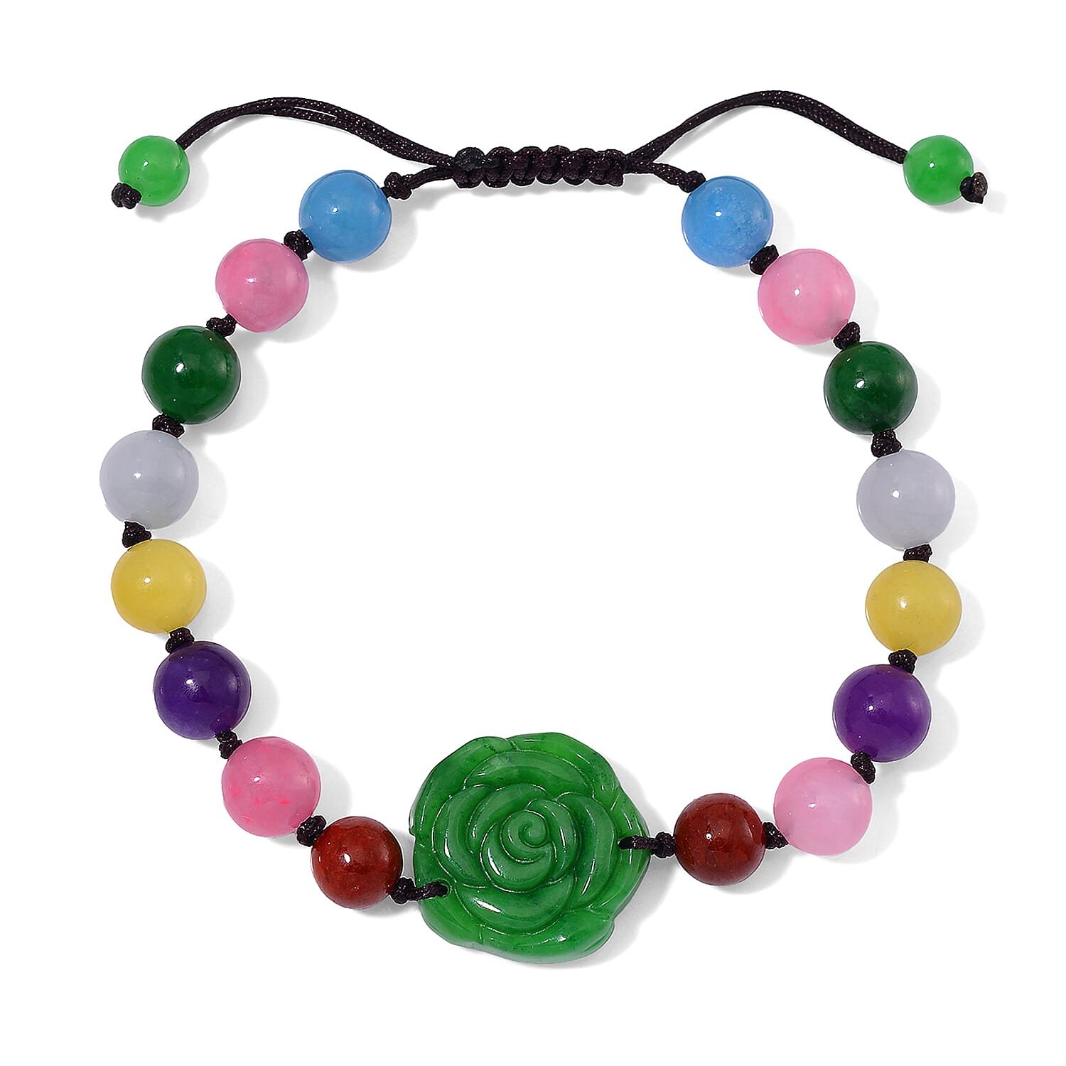 Tucson Find- Green and Multi Colour Jade Stone Bracelet (Size 6.5 - 9 Adjustable) 105.00 Ct.
