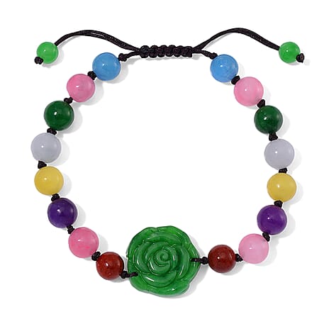 Tucson Find- Green and Multi Colour Jade Stone Bracelet (Size 6.5 - 9 Adjustable) 105.00 Ct.