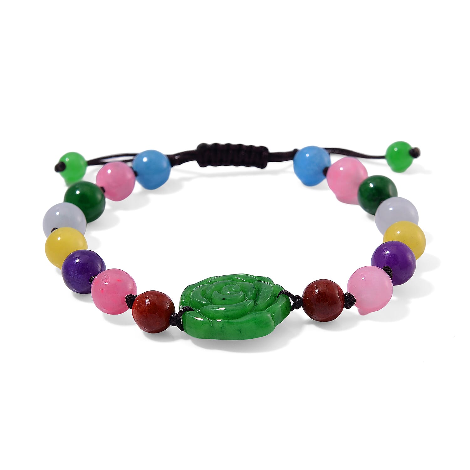 Tucson Find- Green and Multi Colour Jade Stone Bracelet (Size 6.5 - 9 Adjustable) 105.00 Ct.