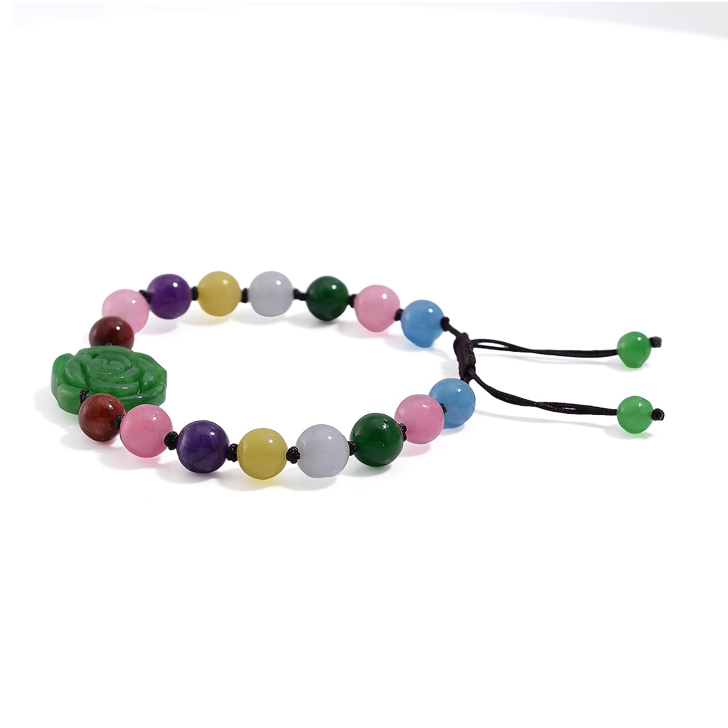 Tucson Find- Green and Multi Colour Jade Stone Bracelet (Size 6.5 - 9 Adjustable) 105.00 Ct.