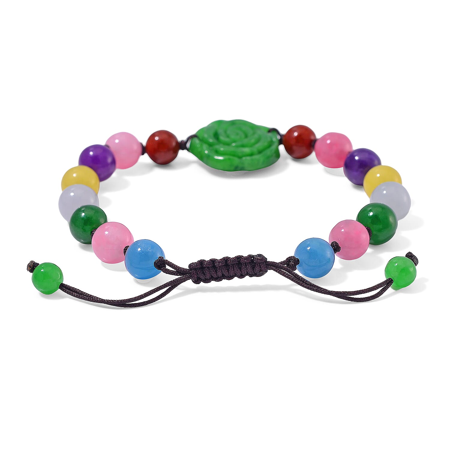 Tucson Find- Green and Multi Colour Jade Stone Bracelet (Size 6.5 - 9 Adjustable) 105.00 Ct.