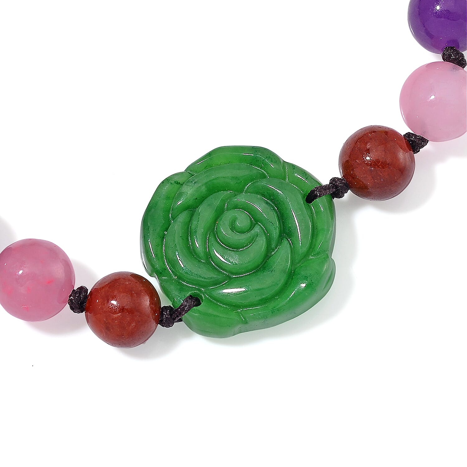 Tucson Find- Green and Multi Colour Jade Stone Bracelet (Size 6.5 - 9 Adjustable) 105.00 Ct.