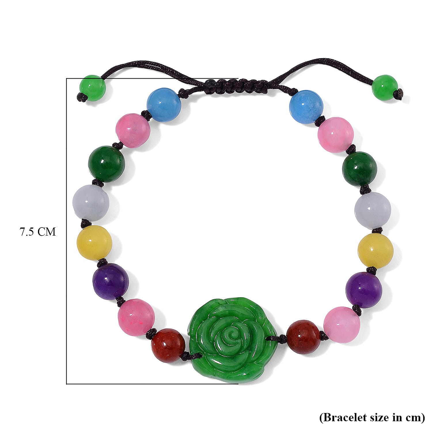 Tucson Find- Green and Multi Colour Jade Stone Bracelet (Size 6.5 - 9 Adjustable) 105.00 Ct.