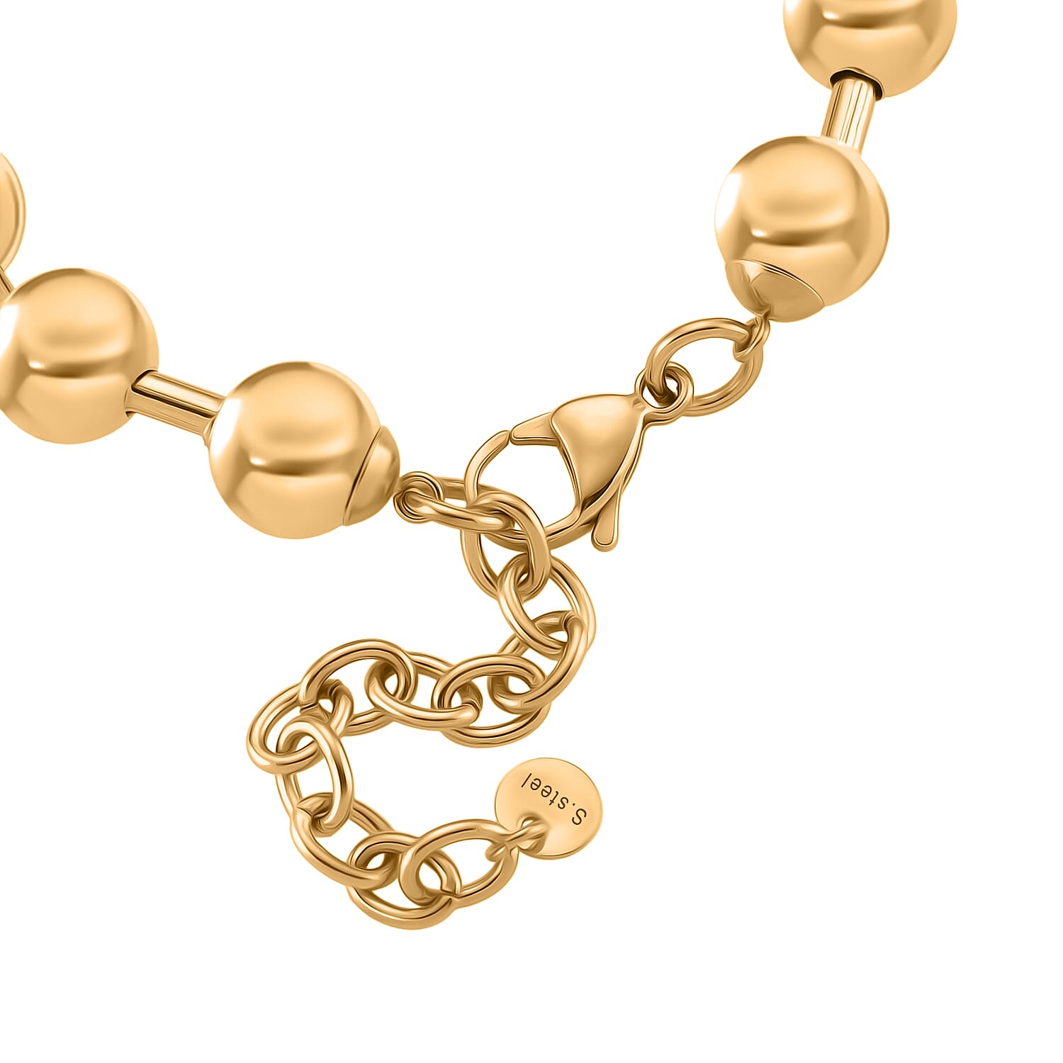 Bracelet (Size - 7.5 - 2 Ext) with Heart Charm with Lobster Clasp in Yellow Gold Colour Tone