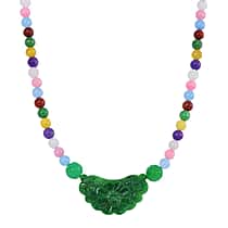 Tucson Find - Green Jade & Multi Colour Jade Necklace (Size - 20) with Magnetic Clasp in Rhodium Overlay Sterling Silver 340.00 Ct.
